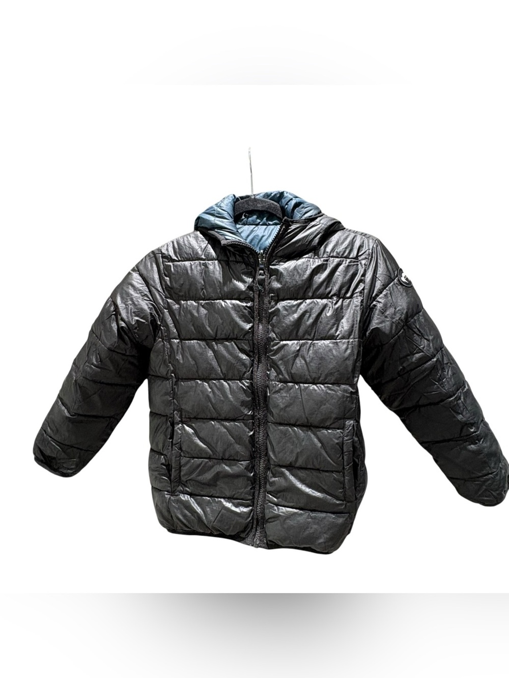 Appaman Boy Black/Blue Quilted Reversible Puffer Jacket with Blue Lining Size 7